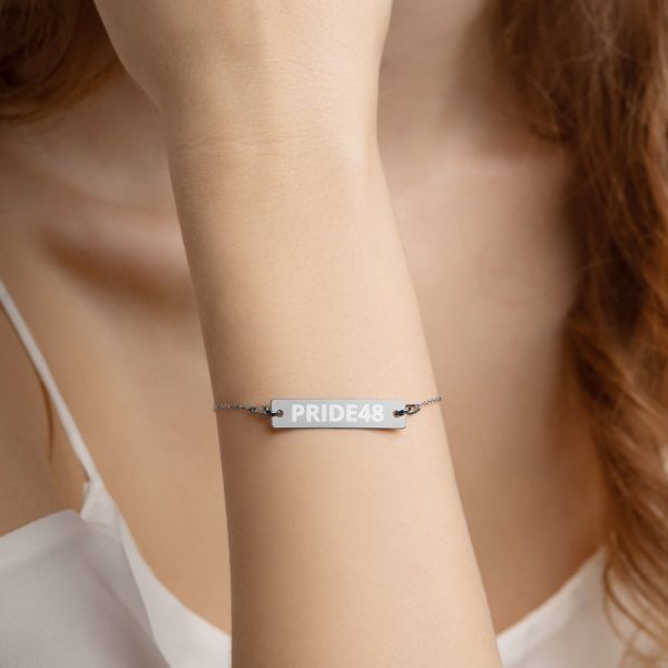 PRIDE48 ENGRAVED SILVER CHAIN BRACELET (BLACK RHODIUM)