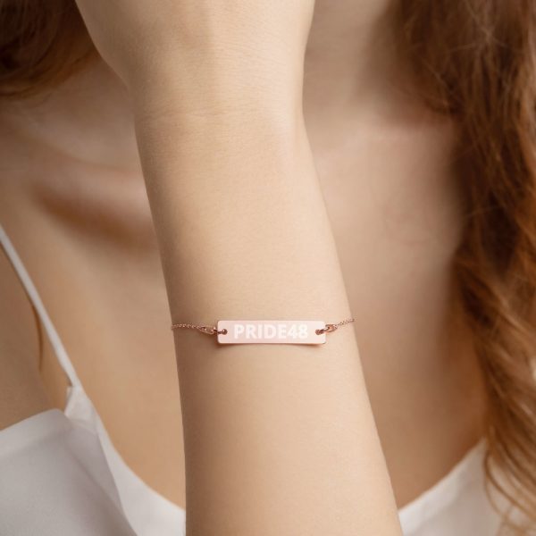 PRIDE48 ENGRAVED SILVER CHAIN BRACELET (ROSE GOLD)